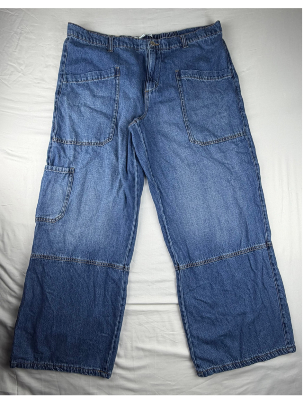 Celebrity Pink Cargo Jeans XXL Wide Leg Y2K Utility Elastic Waist Medium Wash